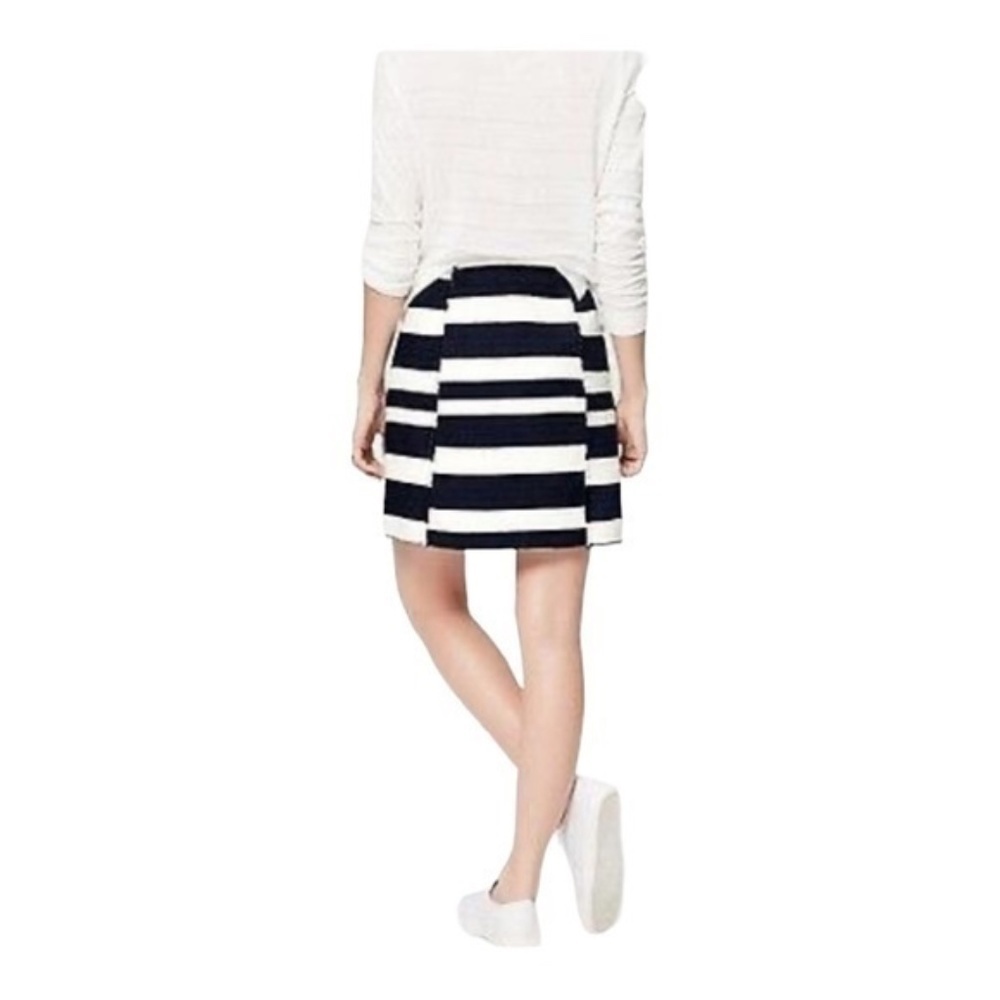 Loft Striped Illusion shift skirt navy blue and white fringe detail size 14 NWT - Picture 14 of 14